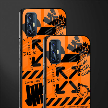 orange travis scott x anti social social club glass case for vivo v17 image-2