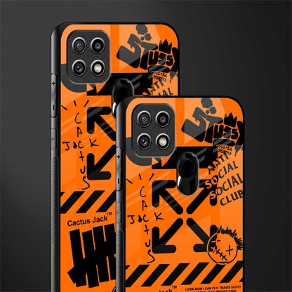 orange travis scott x anti social social club glass case for oppo a15s image-2