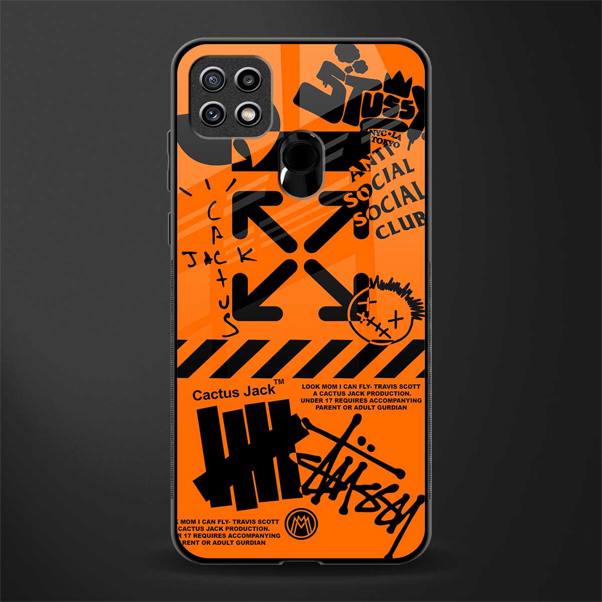 orange travis scott x anti social social club glass case for oppo a15s image