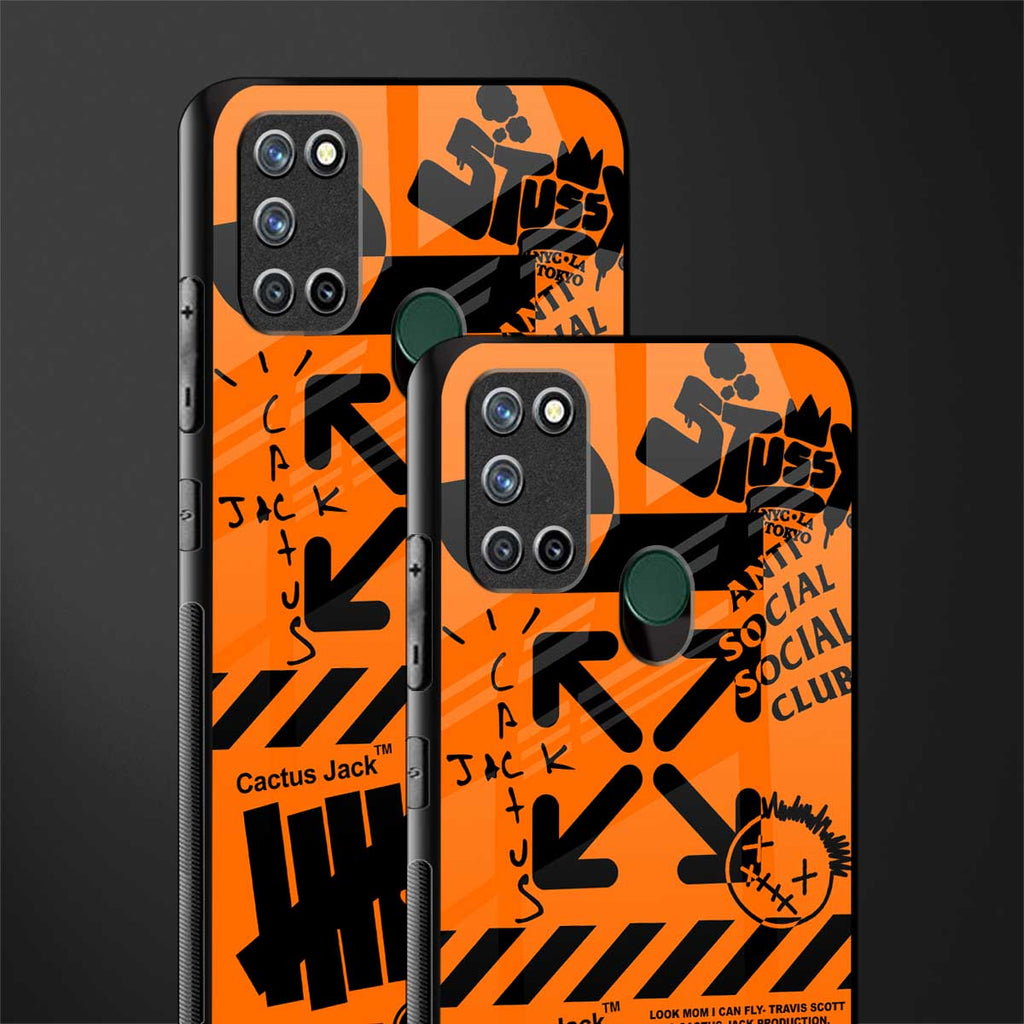 orange travis scott x anti social social club glass case for realme 7i image-2