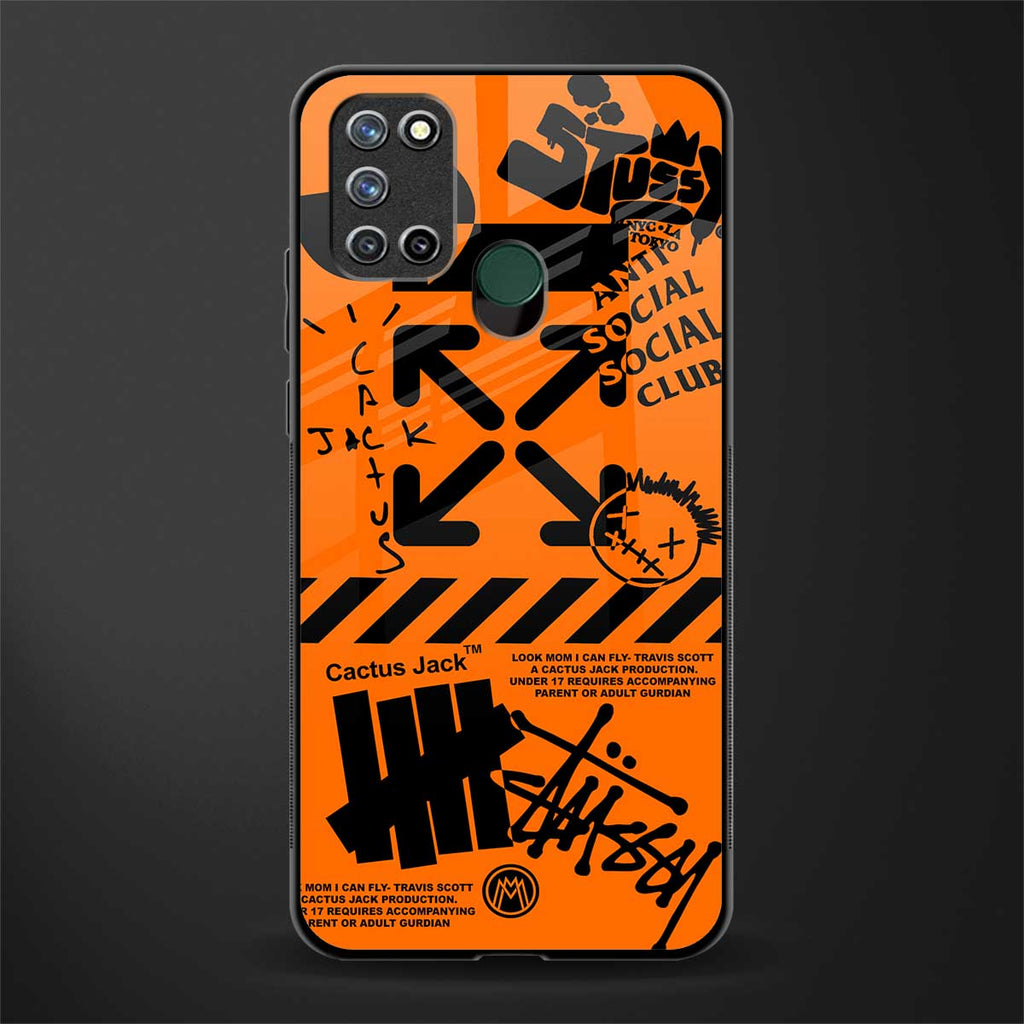 orange travis scott x anti social social club glass case for realme 7i image