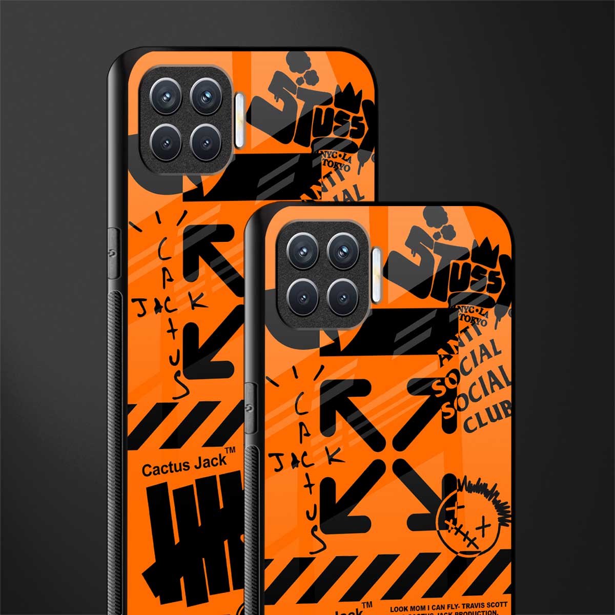 orange travis scott x anti social social club glass case for oppo f17 pro image-2