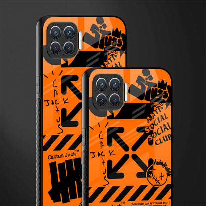 orange travis scott x anti social social club glass case for oppo f17 pro image-2