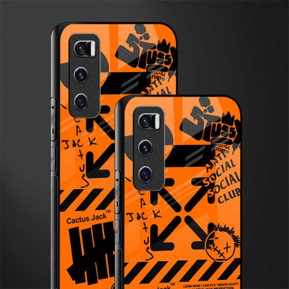 orange travis scott x anti social social club glass case for vivo v20 se image-2