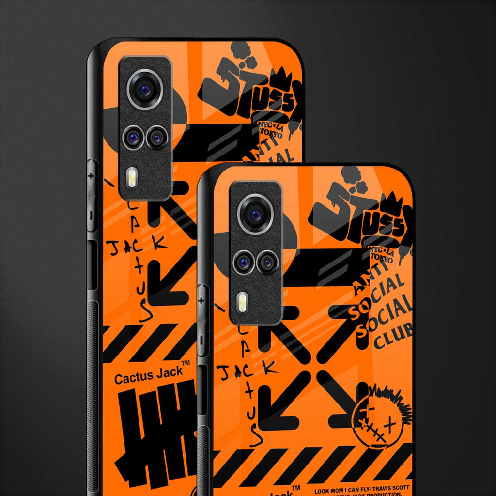 orange travis scott x anti social social club glass case for vivo y51a image-2