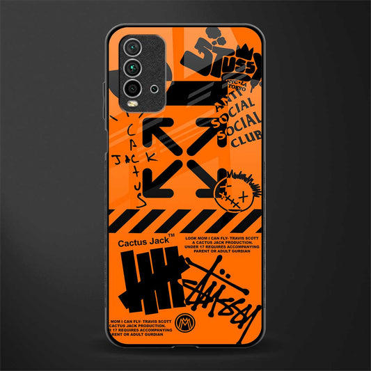 orange travis scott x anti social social club glass case for redmi 9 power image