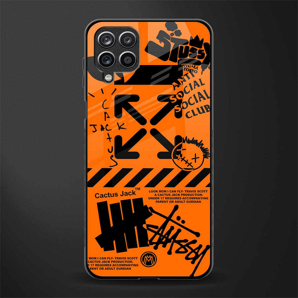 orange travis scott x anti social social club glass case for samsung galaxy a12 image