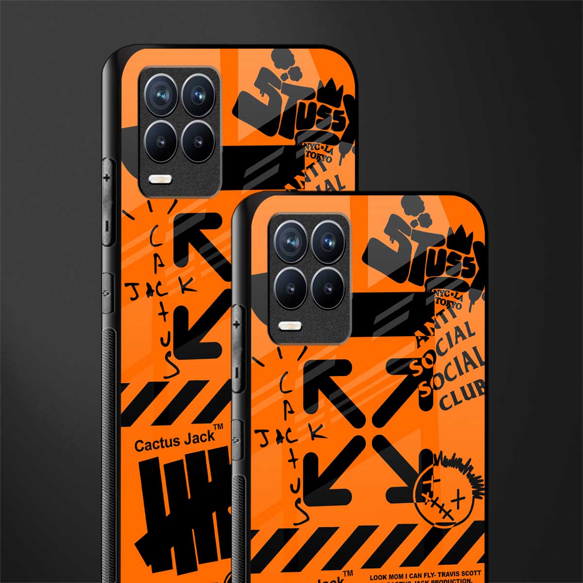 orange travis scott x anti social social club glass case for realme 8 4g image-2