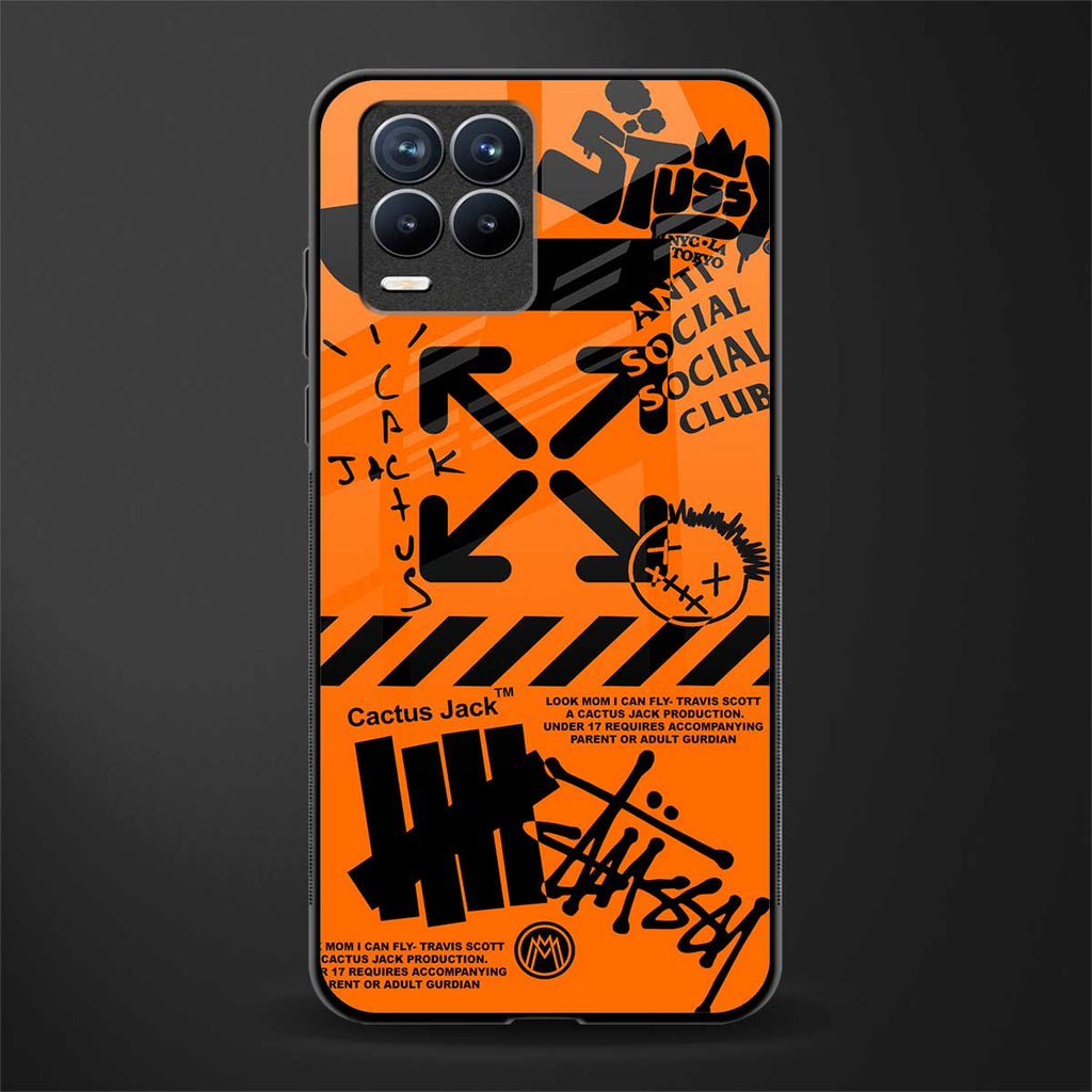 orange travis scott x anti social social club glass case for realme 8 pro image