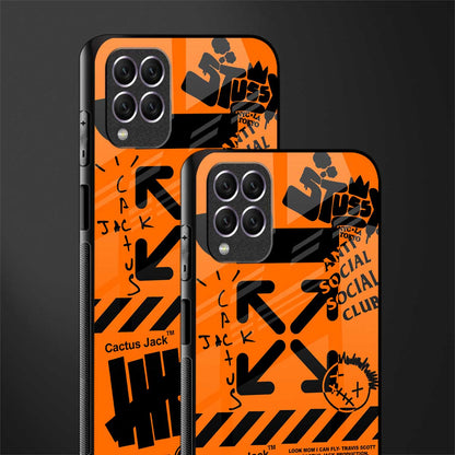 orange travis scott x anti social social club glass case for samsung galaxy f62 image-2