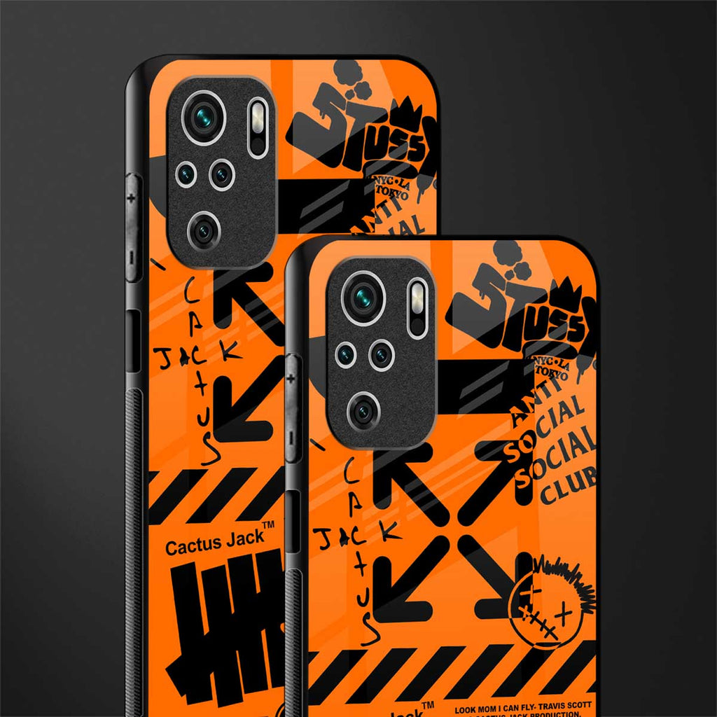 orange travis scott x anti social social club glass case for redmi note 10s image-2