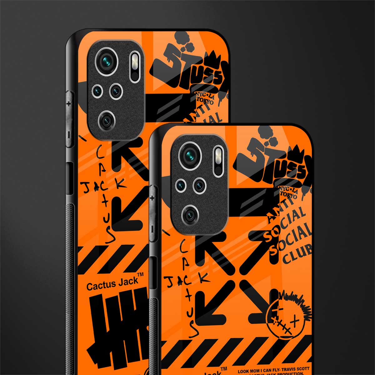 orange travis scott x anti social social club glass case for redmi note 10s image-2