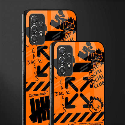orange travis scott x anti social social club glass case for samsung galaxy a32 4g image-2