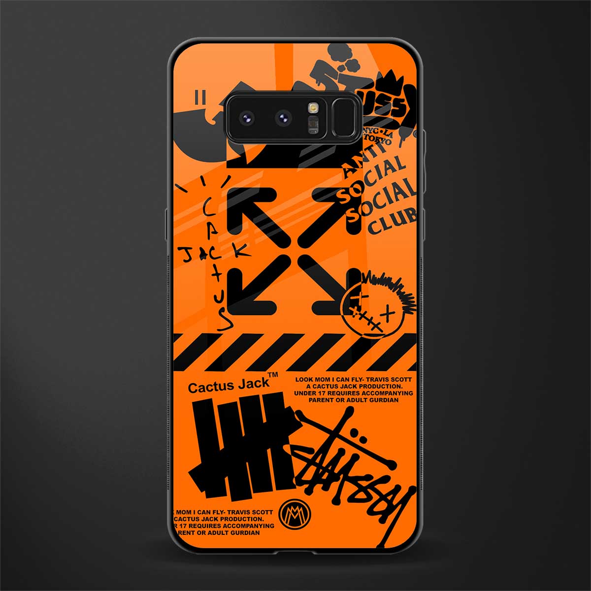 orange travis scott x anti social social club glass case for samsung galaxy note 8 image