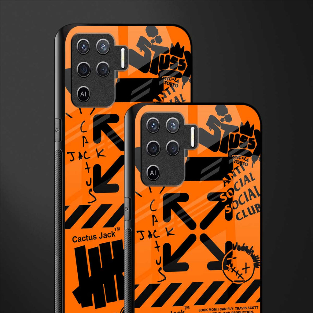 orange travis scott x anti social social club glass case for oppo f19 pro image-2