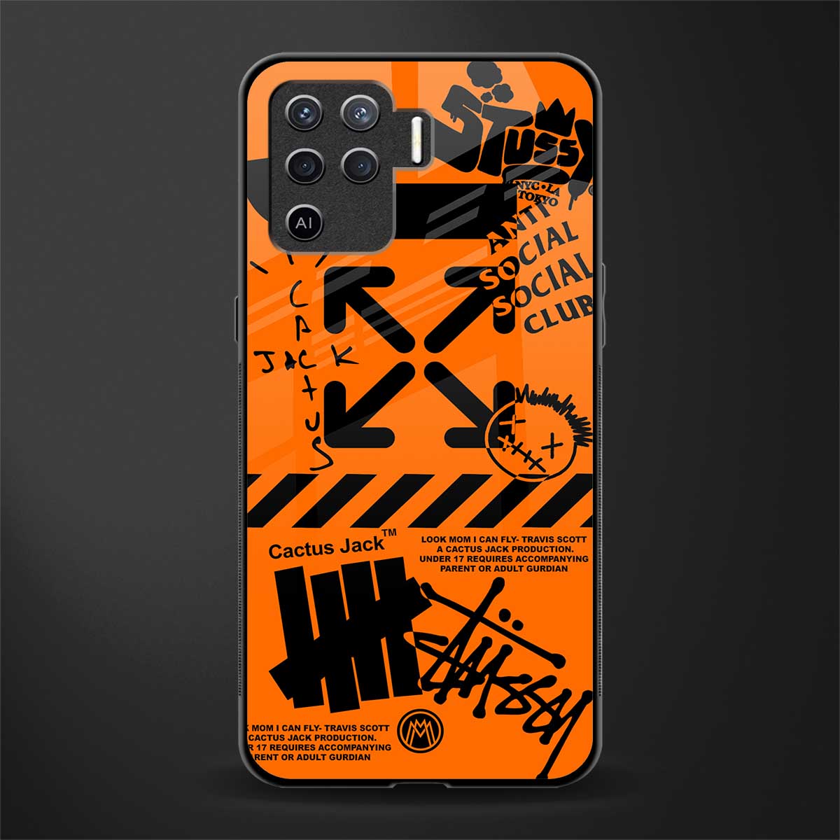 orange travis scott x anti social social club glass case for oppo f19 pro image