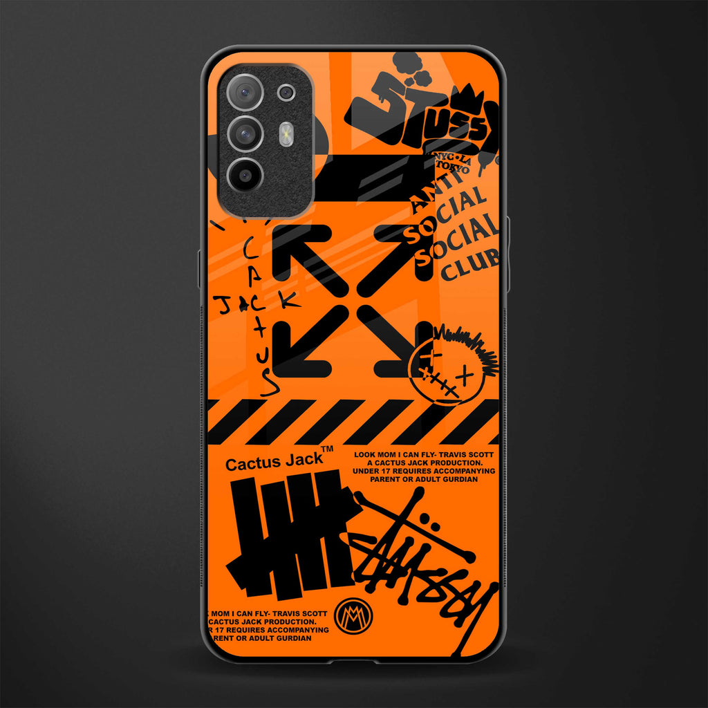 orange travis scott x anti social social club glass case for oppo f19 pro plus image