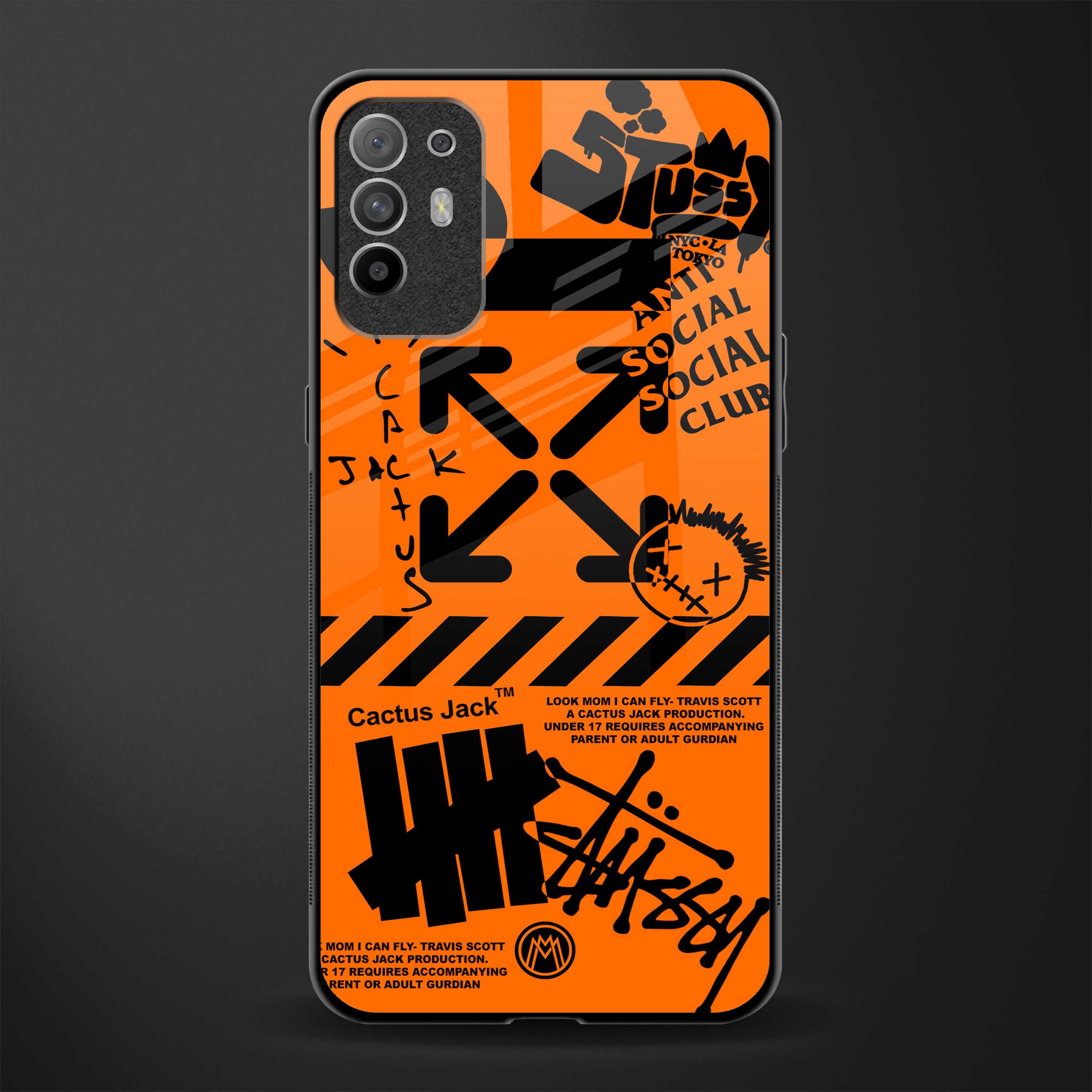 orange travis scott x anti social social club glass case for oppo f19 pro plus image