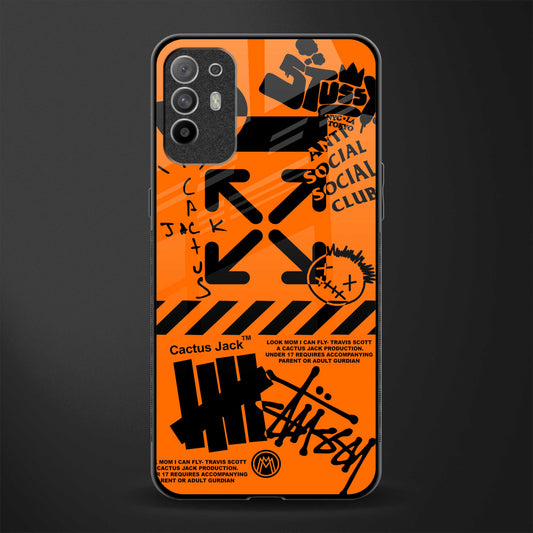 orange travis scott x anti social social club glass case for oppo f19 pro plus image