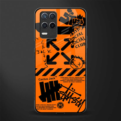 orange travis scott x anti social social club glass case for realme 8s 5g image