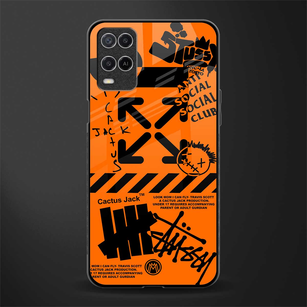orange travis scott x anti social social club glass case for oppo a54 image