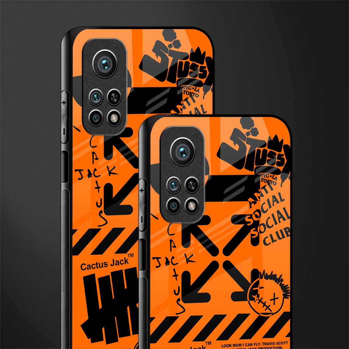 orange travis scott x anti social social club glass case for mi 10t 5g image-2