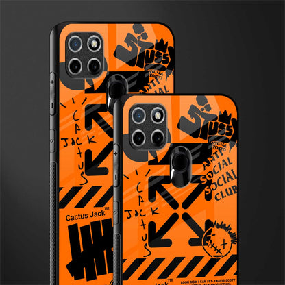 orange travis scott x anti social social club glass case for realme c21 image-2
