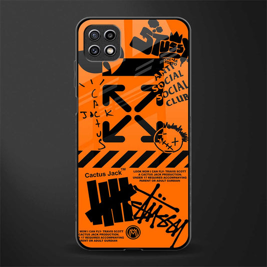 orange travis scott x anti social social club glass case for samsung galaxy a22 5g image