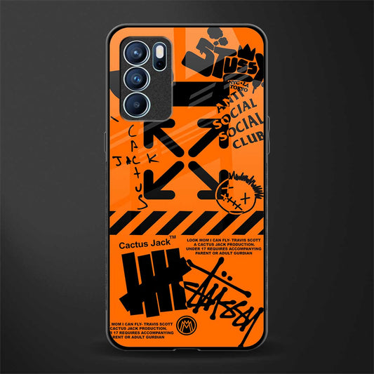 orange travis scott x anti social social club glass case for oppo reno6 pro 5g image