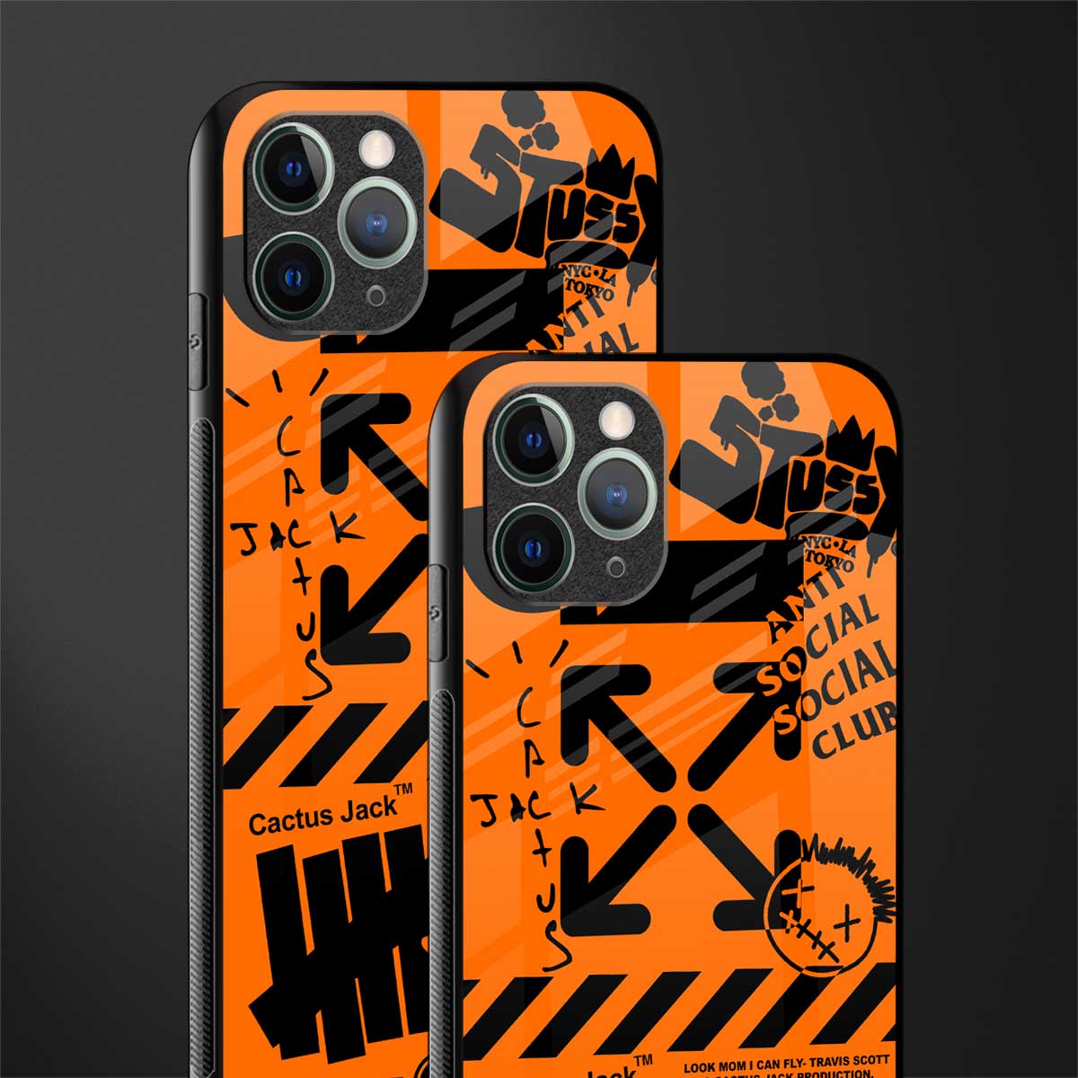 orange travis scott x anti social social club glass case for iphone 11 pro image-2
