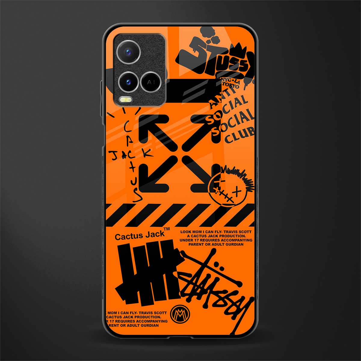 orange travis scott x anti social social club glass case for vivo y21s image