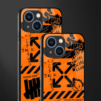orange travis scott x anti social social club glass case for iphone 13 mini image-2