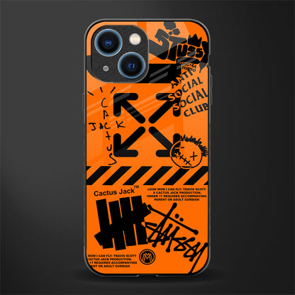orange travis scott x anti social social club glass case for iphone 13 mini image