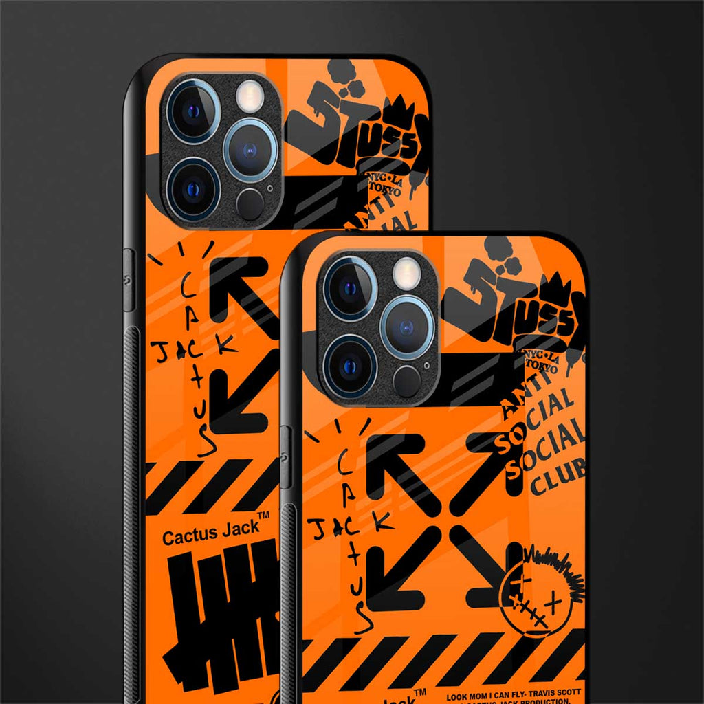 orange travis scott x anti social social club glass case for iphone 12 pro max image-2
