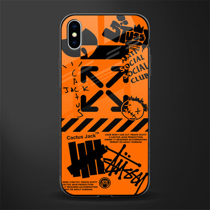 orange travis scott x anti social social club glass case for iphone xs max image