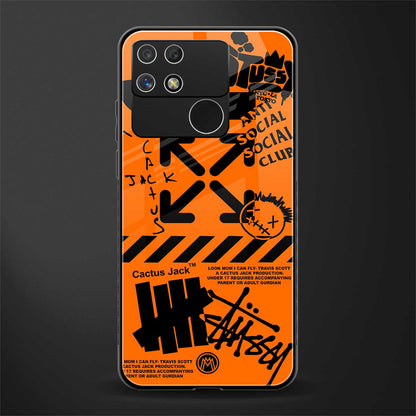 orange travis scott x anti social social club back phone cover | glass case for realme narzo 50a