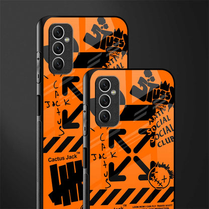 orange travis scott x anti social social club glass case for samsung galaxy m52 5g image-2