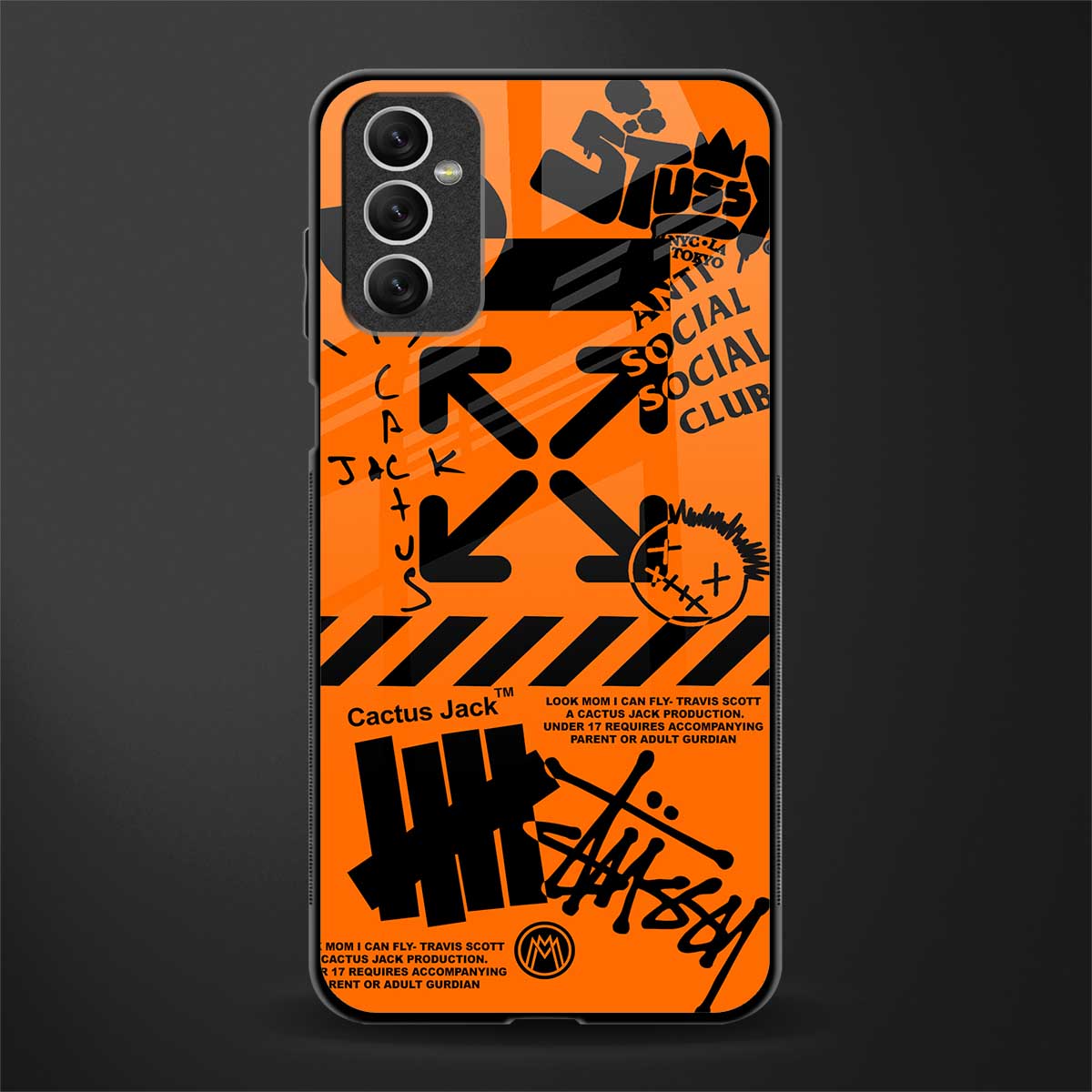 orange travis scott x anti social social club glass case for samsung galaxy m52 5g image
