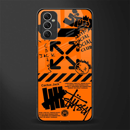 orange travis scott x anti social social club glass case for samsung galaxy m52 5g image