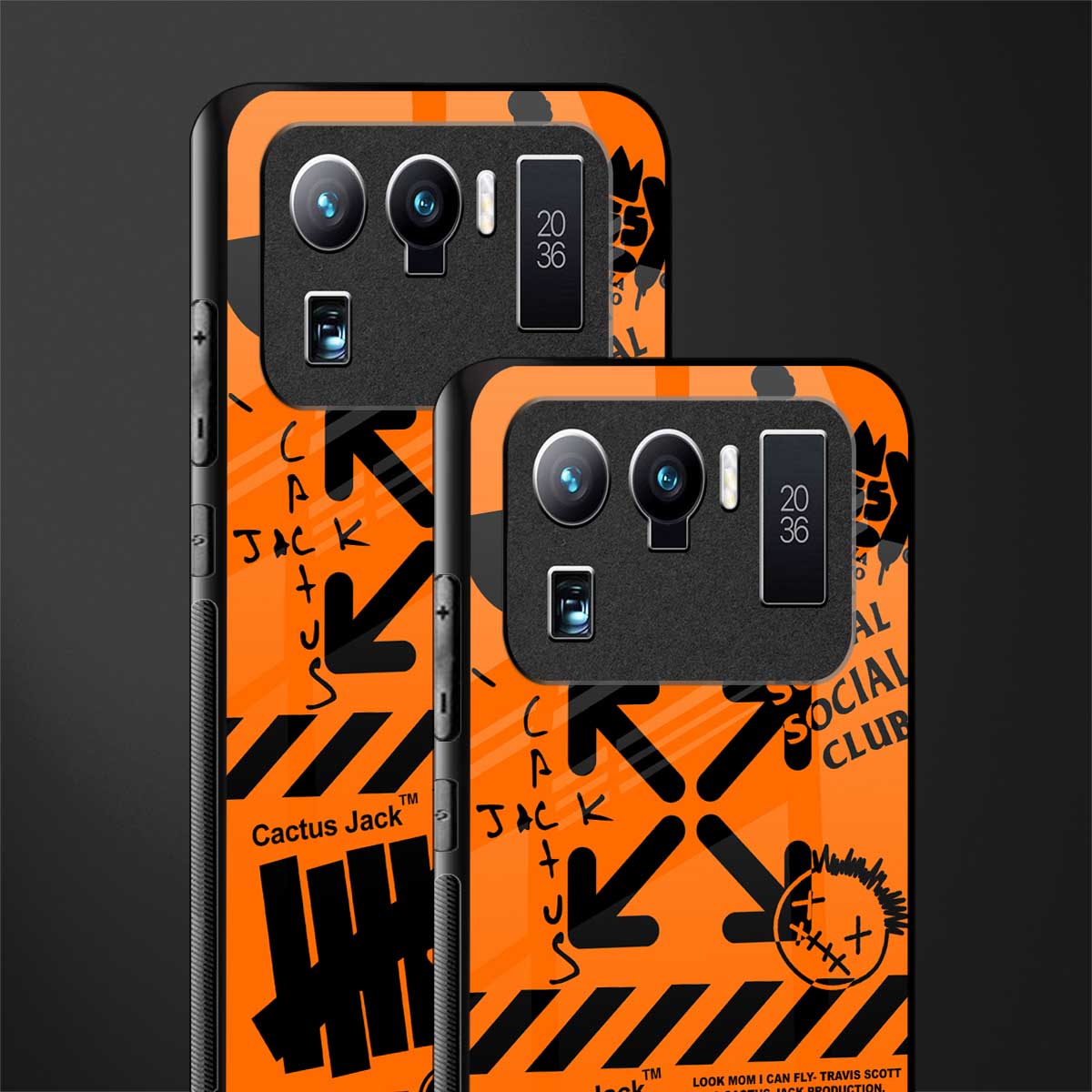 orange travis scott x anti social social club glass case for mi 11 ultra 5g image-2