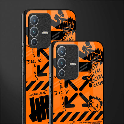 orange travis scott x anti social social club glass case for vivo v23 pro 5g image-2