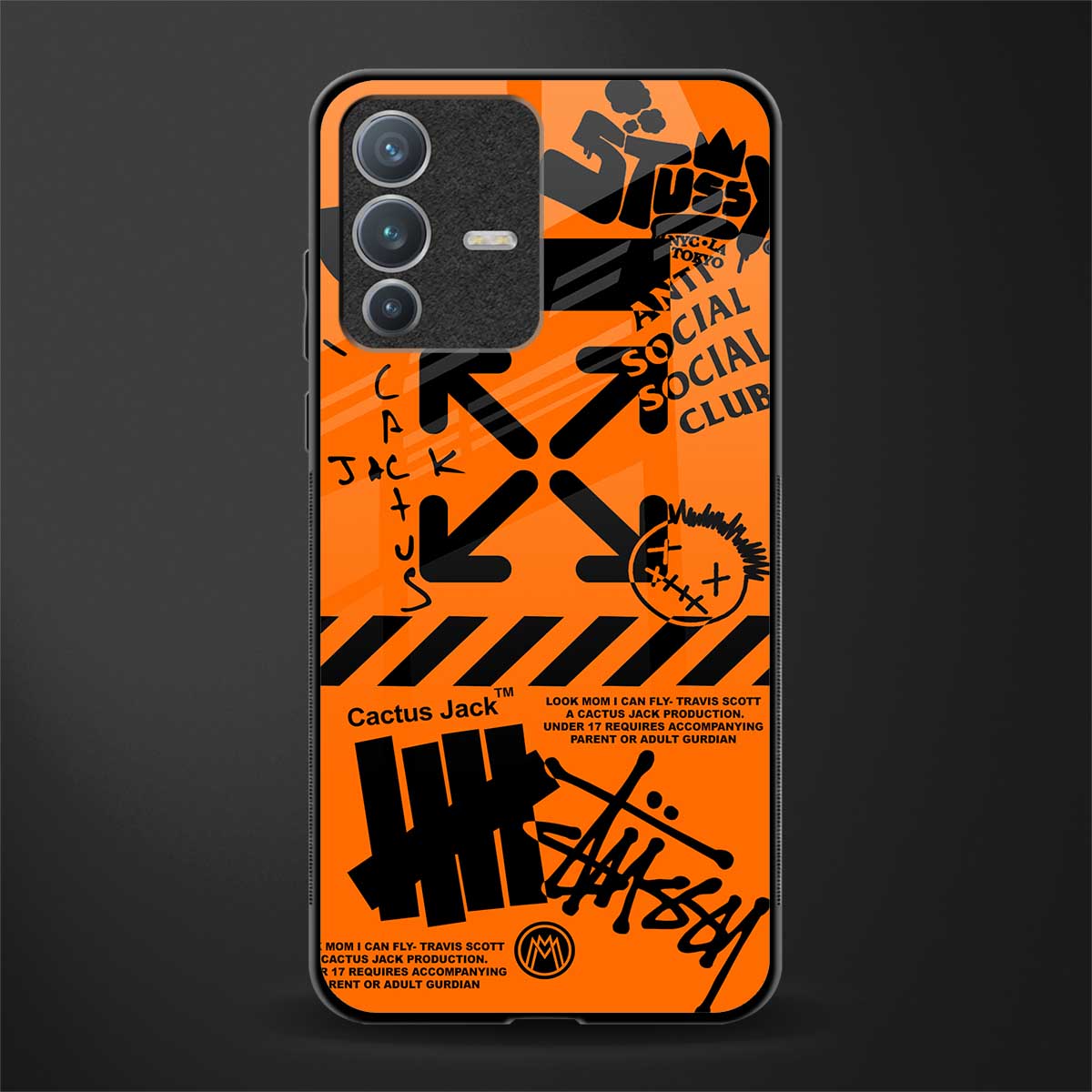 orange travis scott x anti social social club glass case for vivo v23 pro 5g image