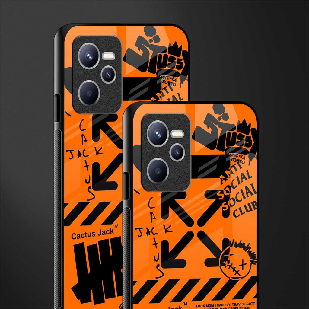 orange travis scott x anti social social club glass case for realme c35 image-2