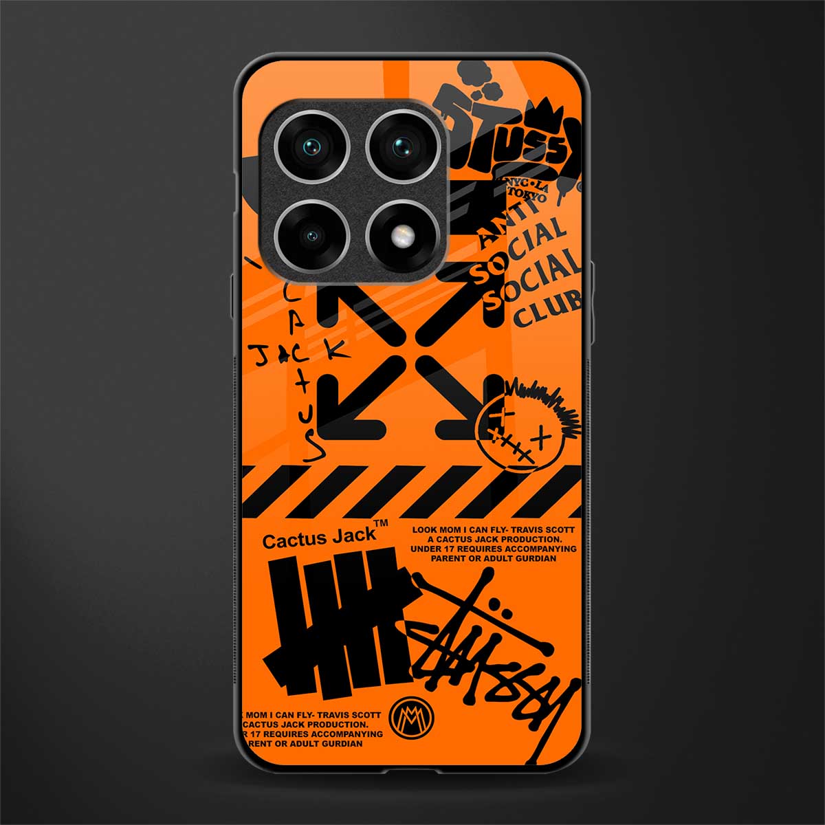 orange travis scott x anti social social club glass case for oneplus 10 pro 5g image