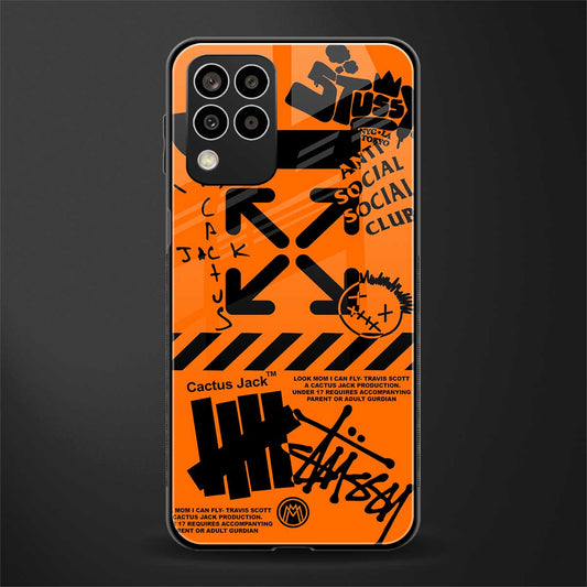 orange travis scott x anti social social club back phone cover | glass case for samsung galaxy m33 5g