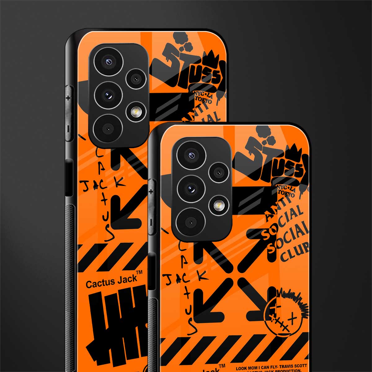 orange travis scott x anti social social club back phone cover | glass case for samsung galaxy a13 4g
