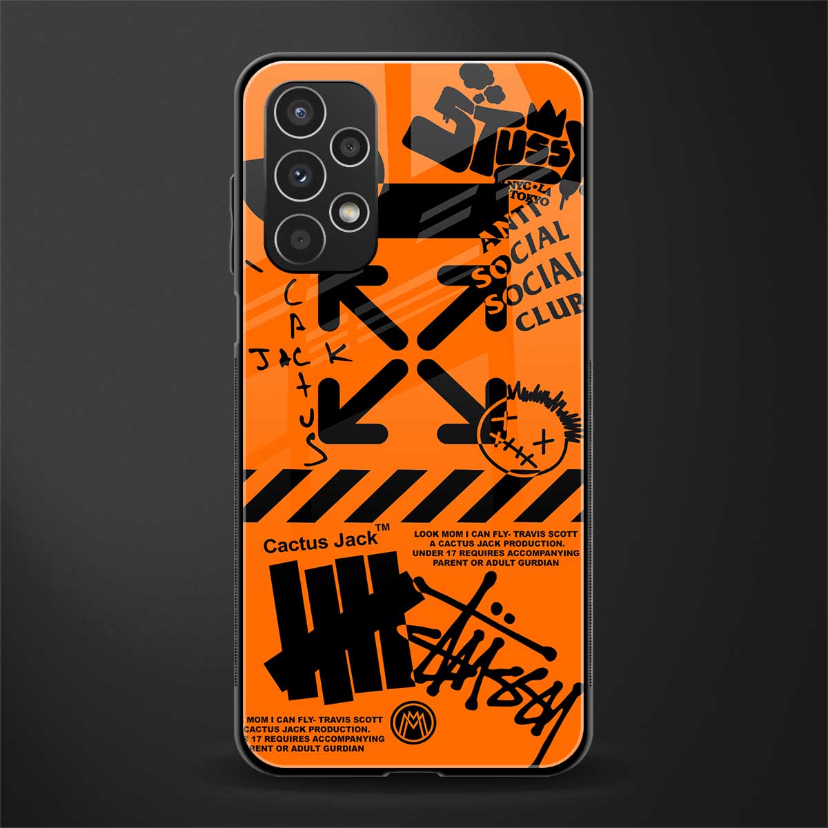 orange travis scott x anti social social club back phone cover | glass case for samsung galaxy a13 4g