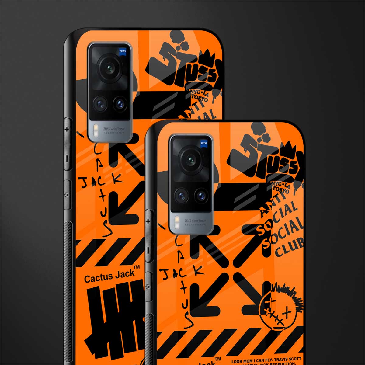 orange travis scott x anti social social club glass case for vivo x60 image-2