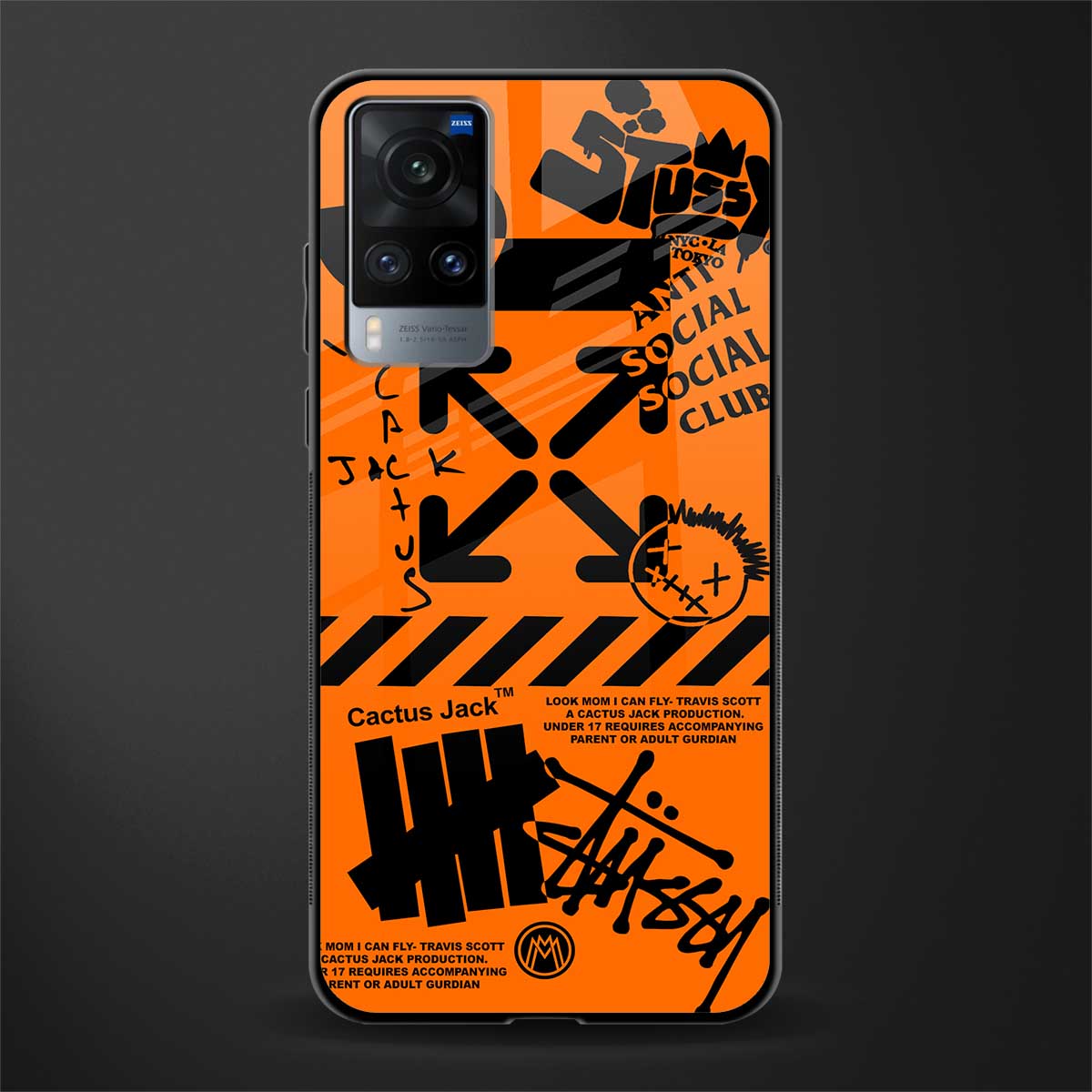 orange travis scott x anti social social club glass case for vivo x60 image