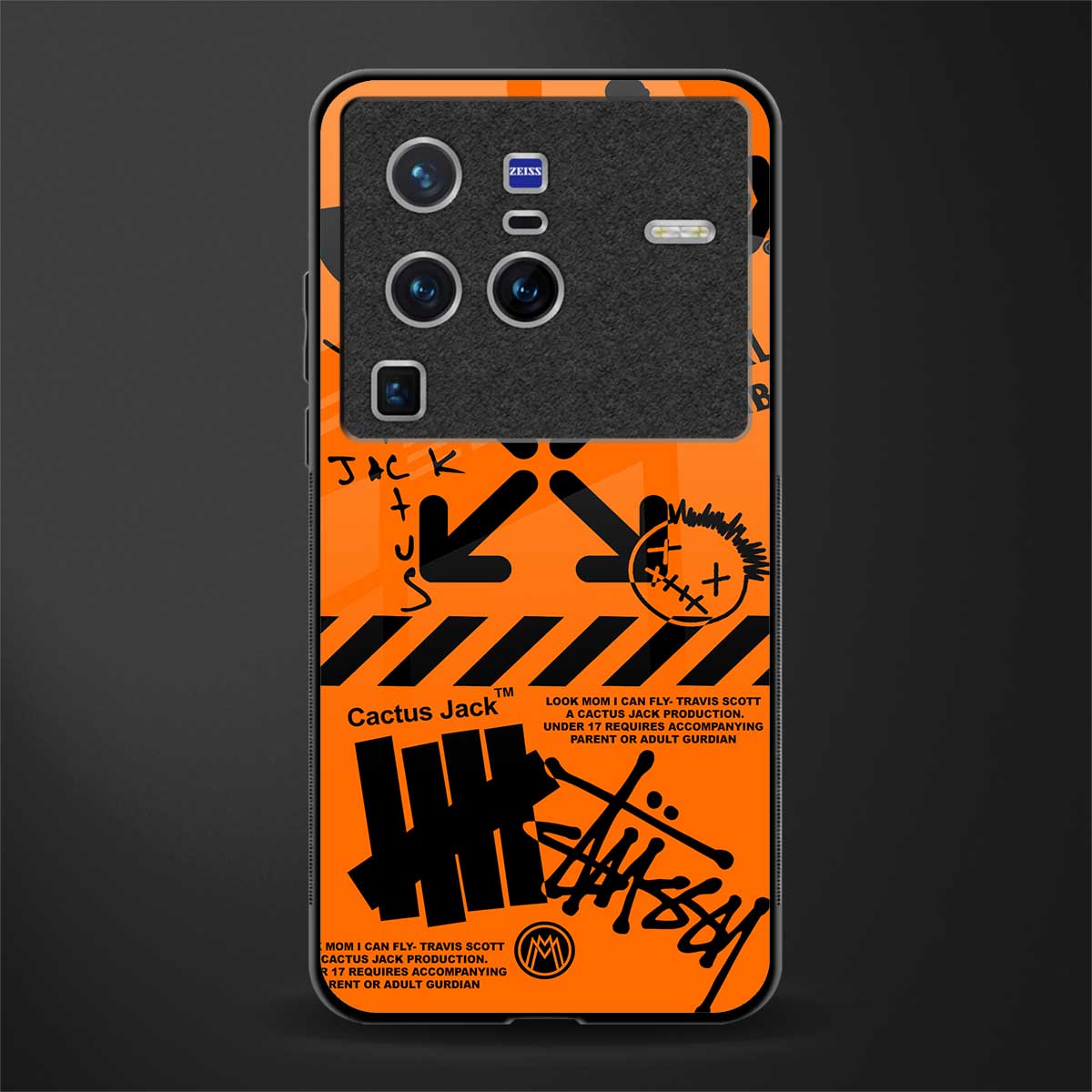 orange travis scott x anti social social club glass case for vivo x80 pro 5g image